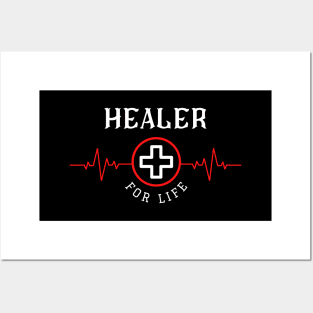 Healer for Life Heartbeat ECG Heart Line Design Roleplaying Game Healing Class Posters and Art